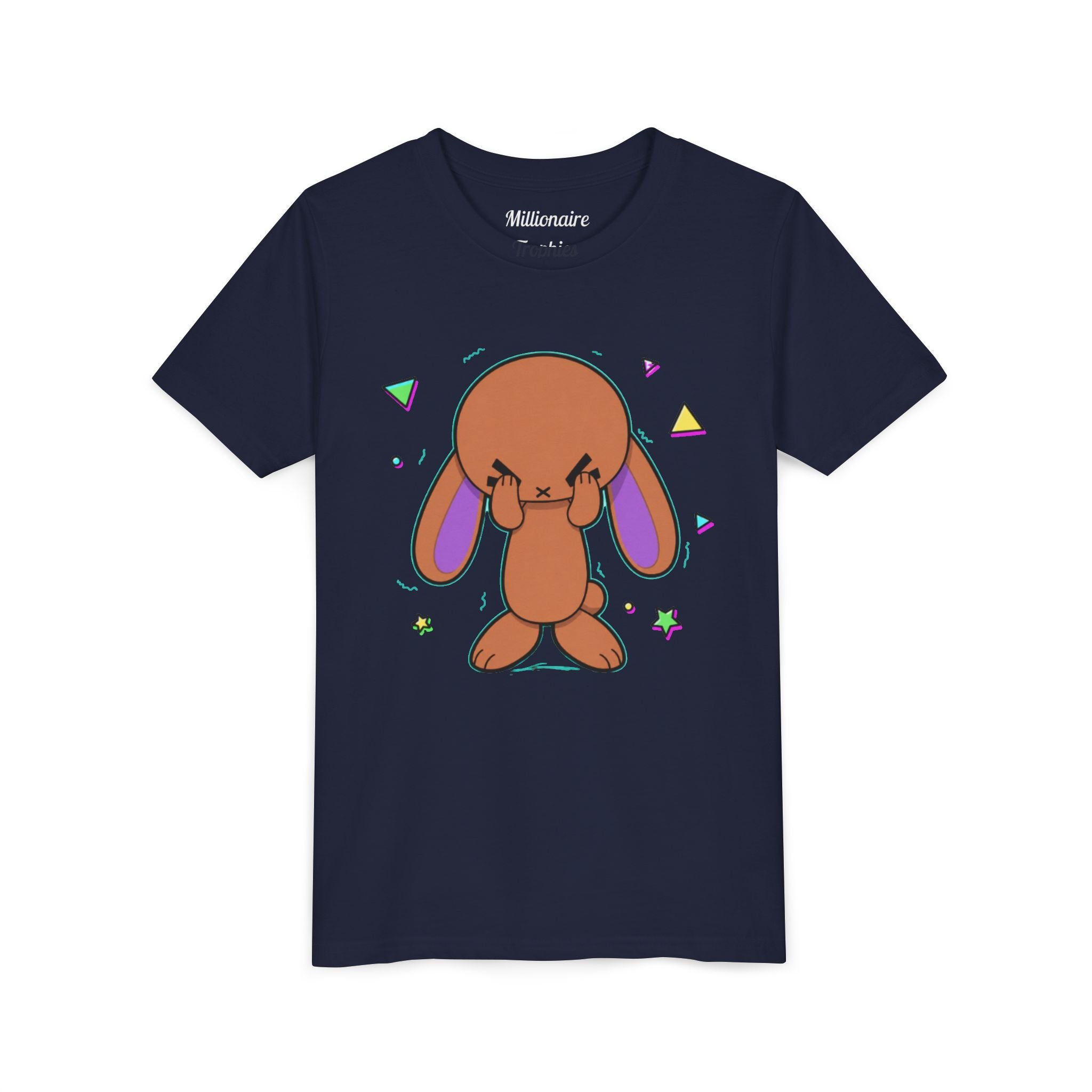 Kids Purple Ear Bunny Graphic T‑Shirt