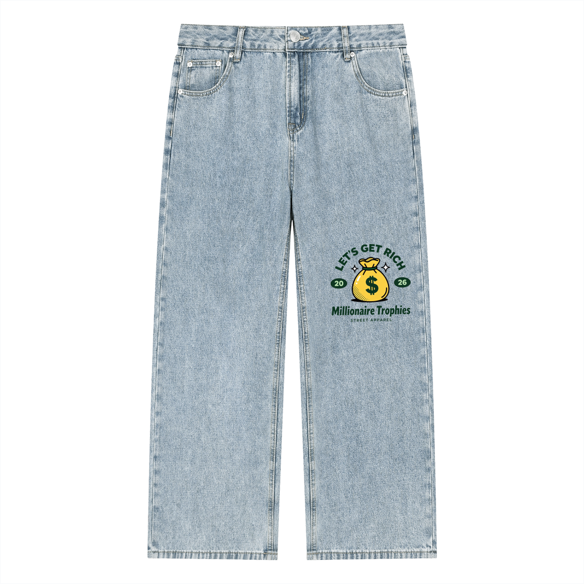 Unisex Vintage Wash Let's Get Rich Straight Leg Jeans