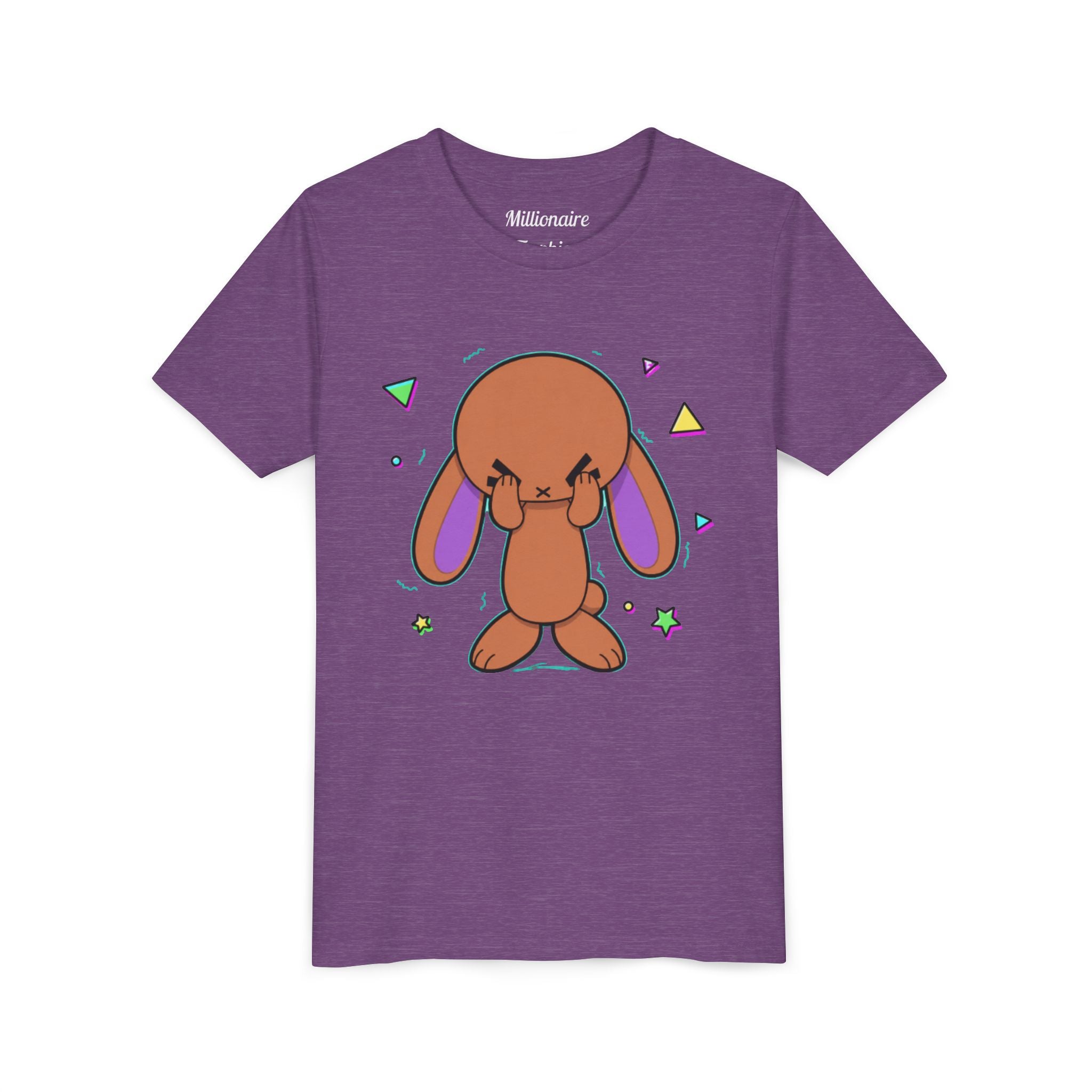 Kids Purple Ear Bunny Graphic T‑Shirt