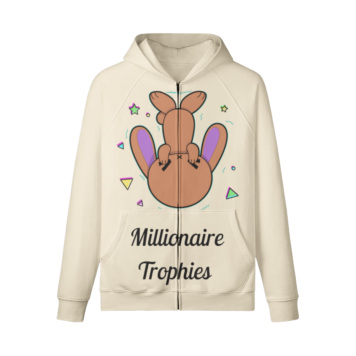 Purple Ears Zip-Up Hoodie - Black Logo