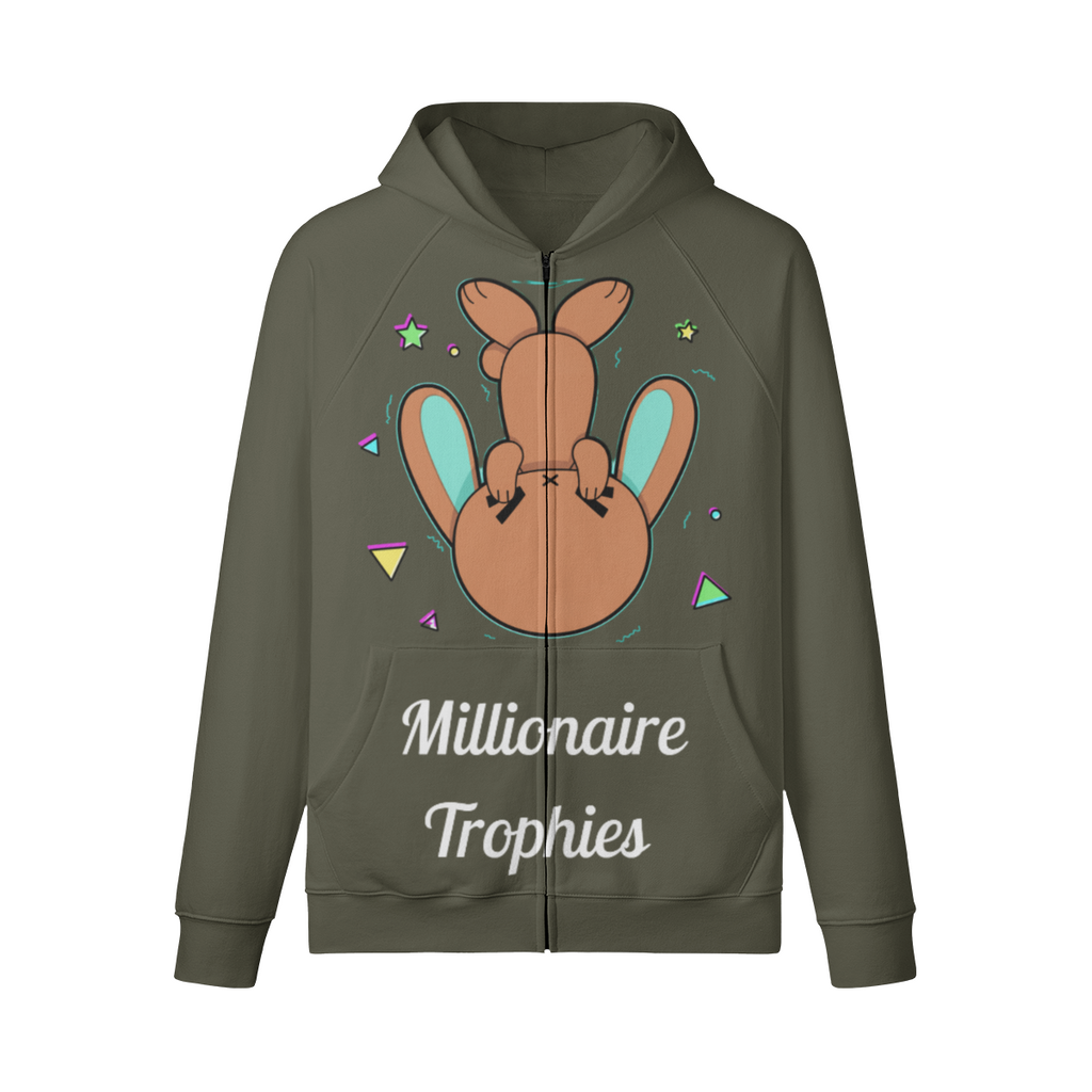 Green Ears Zip-Up Hoodie - White Logo