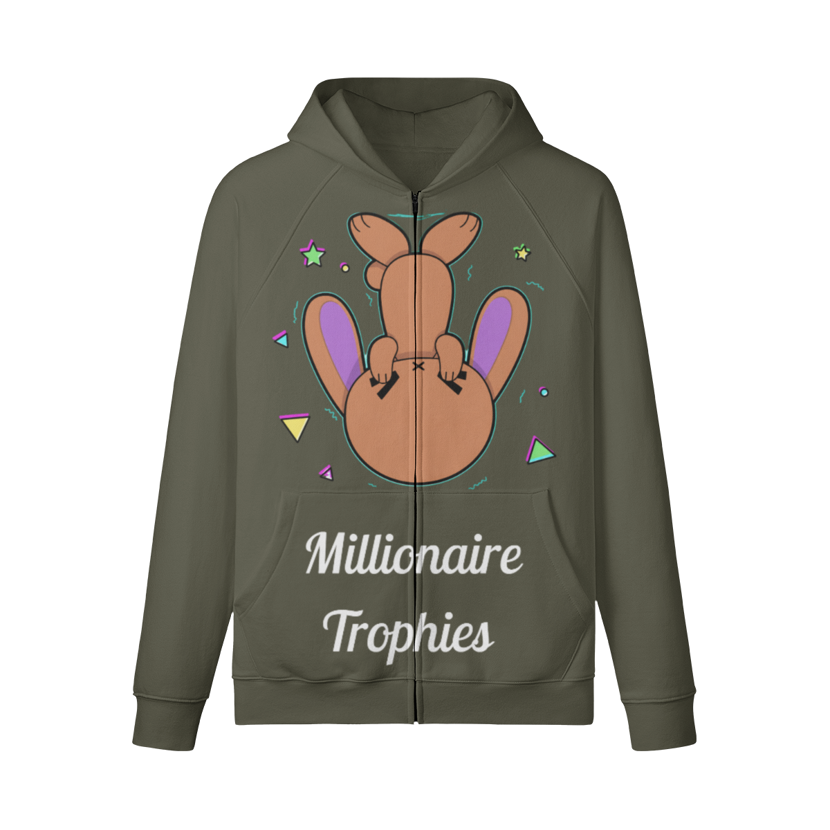 Purple Ears Zip-Up Hoodie - White Logo