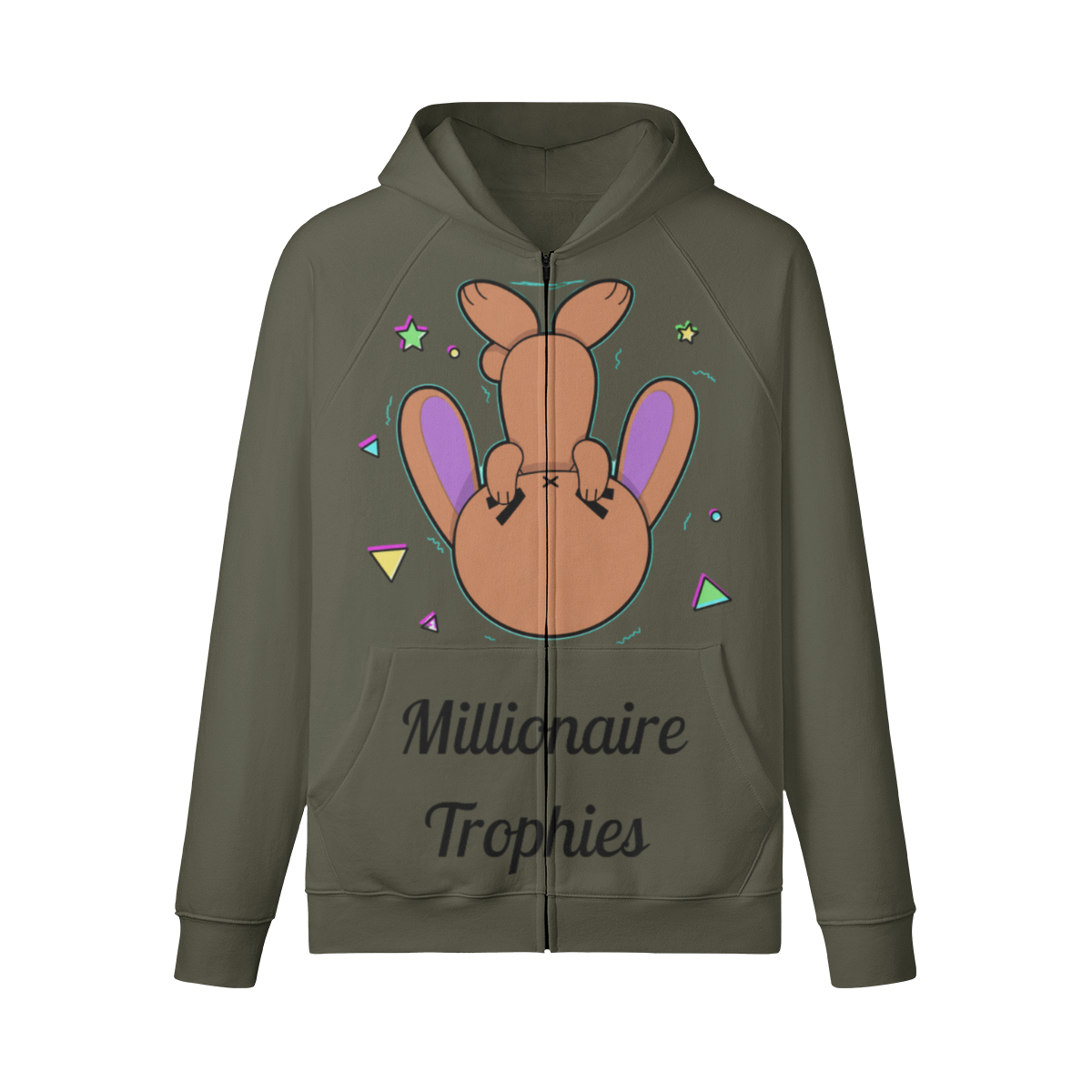 Purple Ears Zip-Up Hoodie - Black Logo