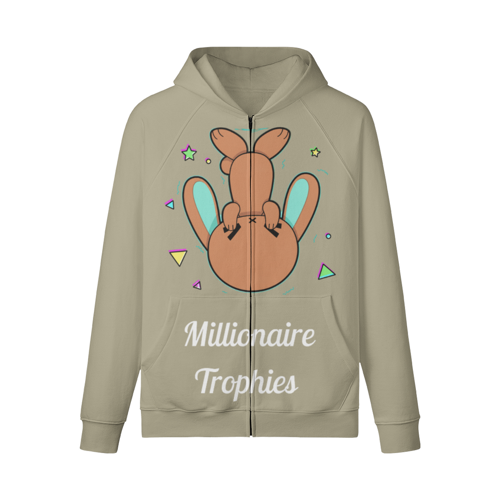 Green Ears Zip-Up Hoodie - White Logo