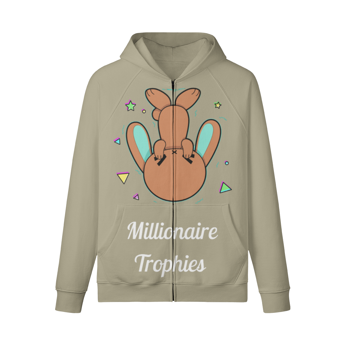 Green Ears Zip-Up Hoodie - White Logo