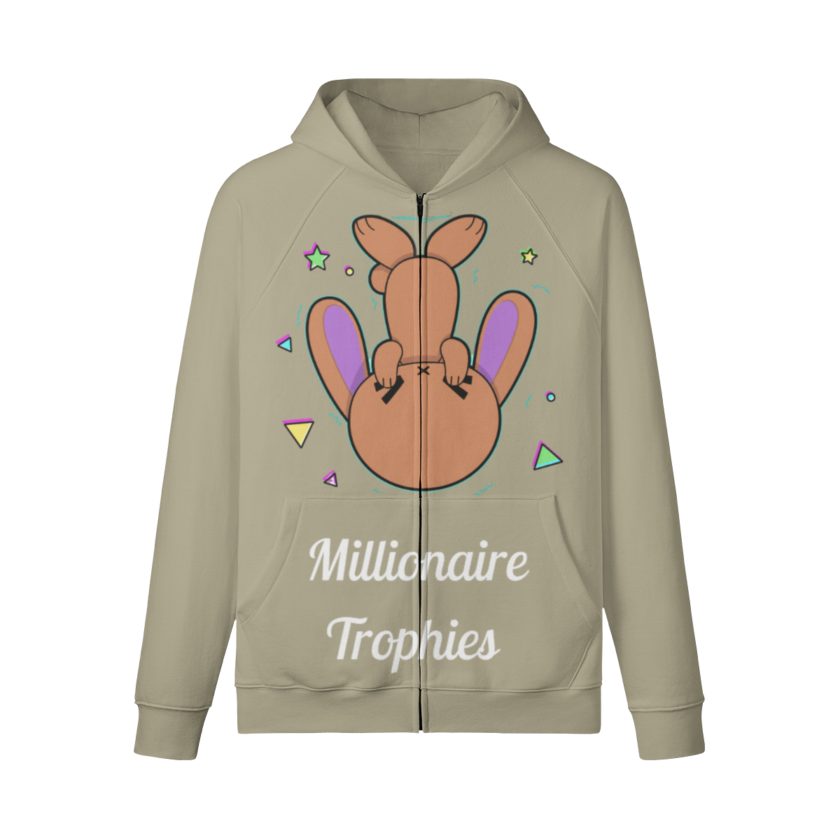 Purple Ears Zip-Up Hoodie - White Logo