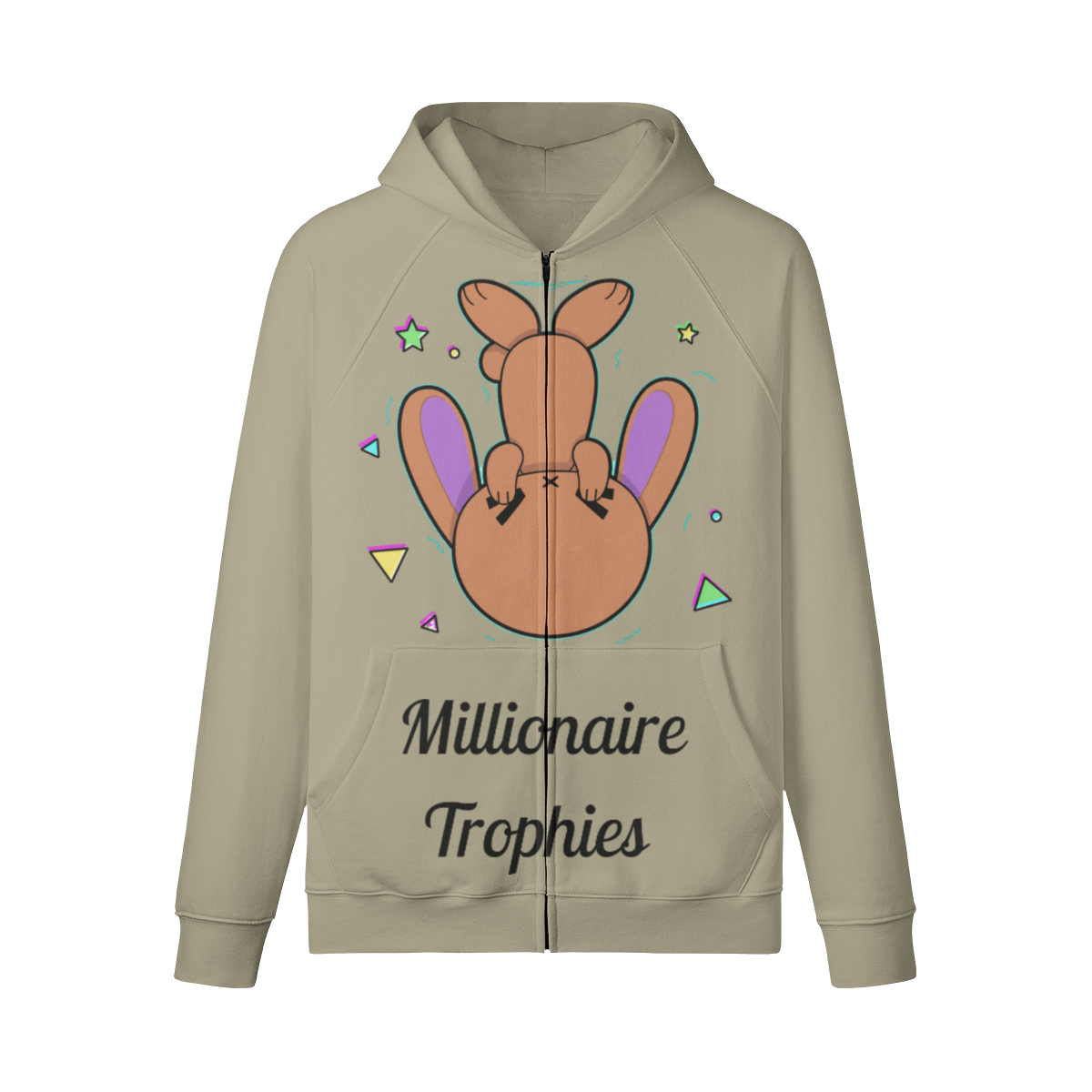 Purple Ears Zip-Up Hoodie - Black Logo